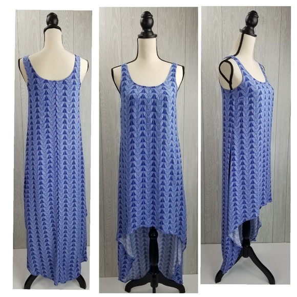 Merona Dresses & Skirts - Merona | Blue Pattered Hi Lo Sleeveless Dress